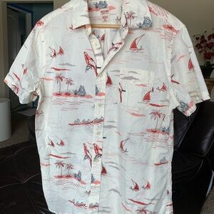 Mossimo Supply Co White and Red Casual Button Down Shirt Nautical Print